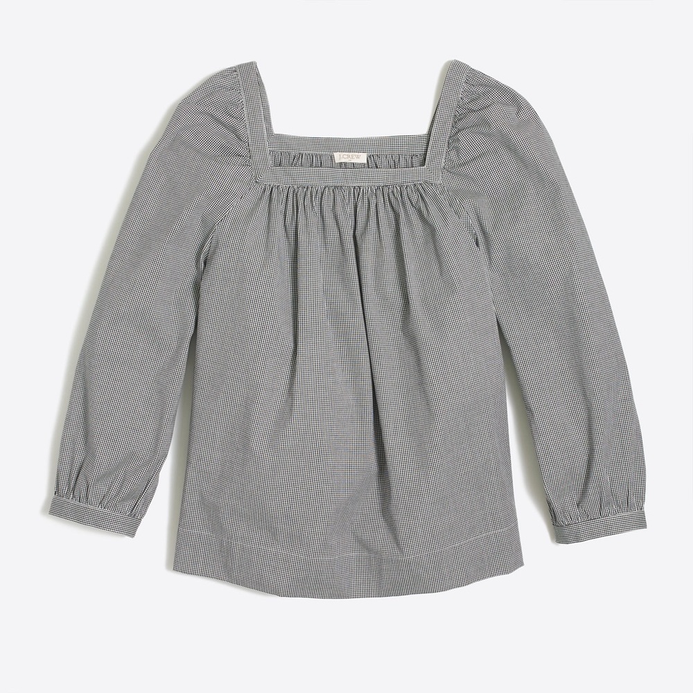 J. Crew Factory Gingham Peasant Top